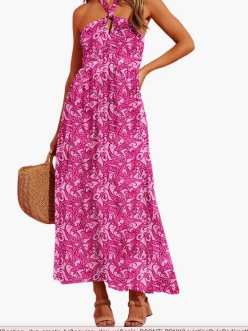 Dokotoo Paisley Halter Neck Maxi Dress